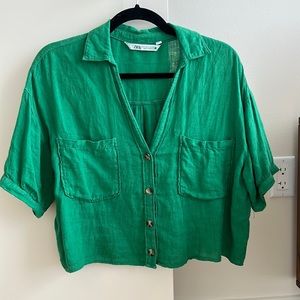 Linen short sleeve button down shirt